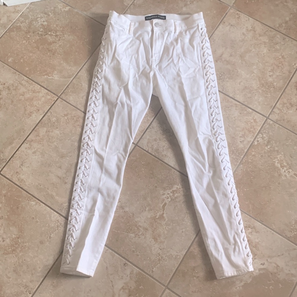 Express leggings with lace up detail all the way down each side of leg